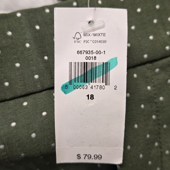 Banana Republic polka dot Sloan Slim Pant Green white 18 - Picture 9 of 10